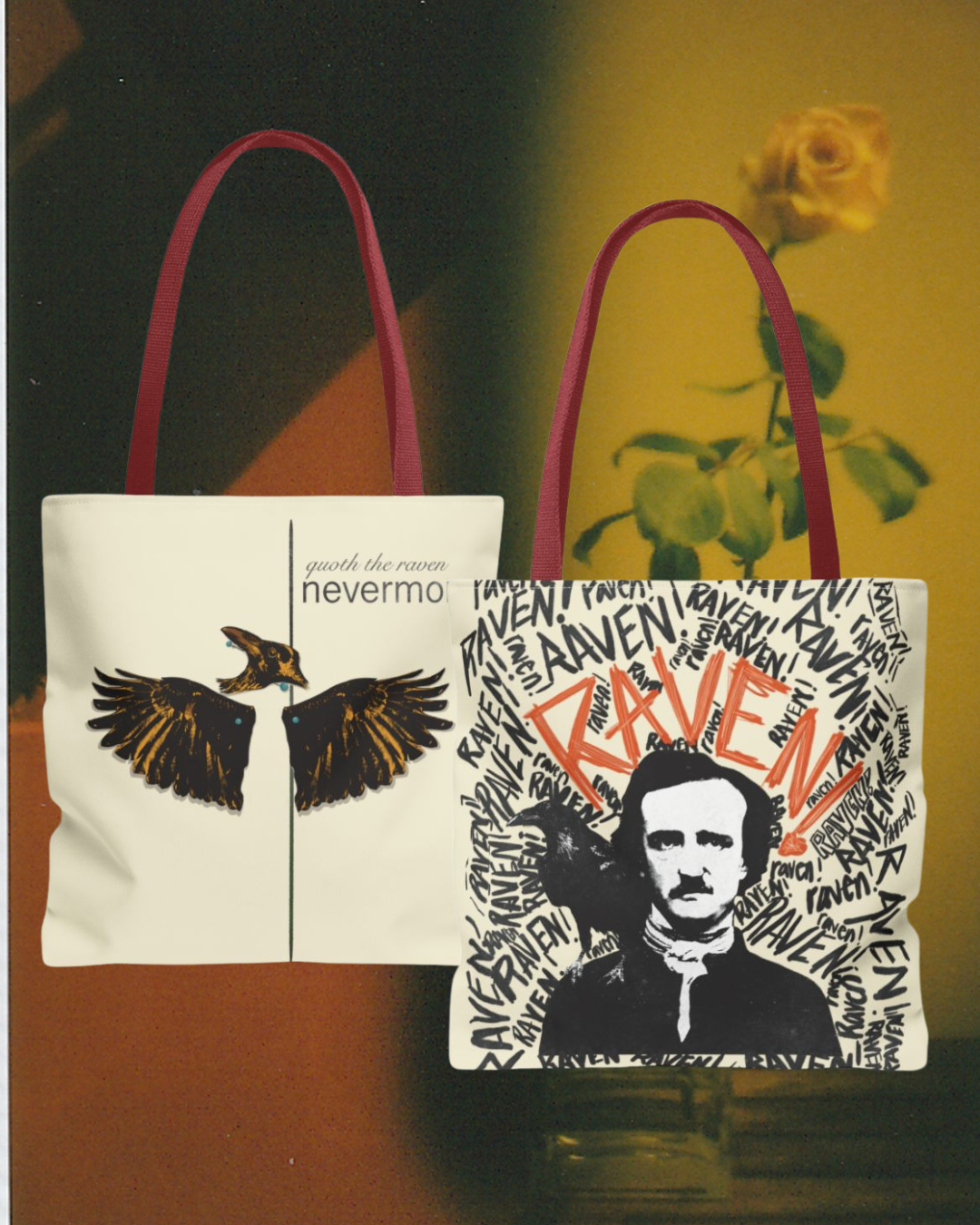 The Raven| Edgar Allan Poe | Double Sided Parody Band Tee Tote