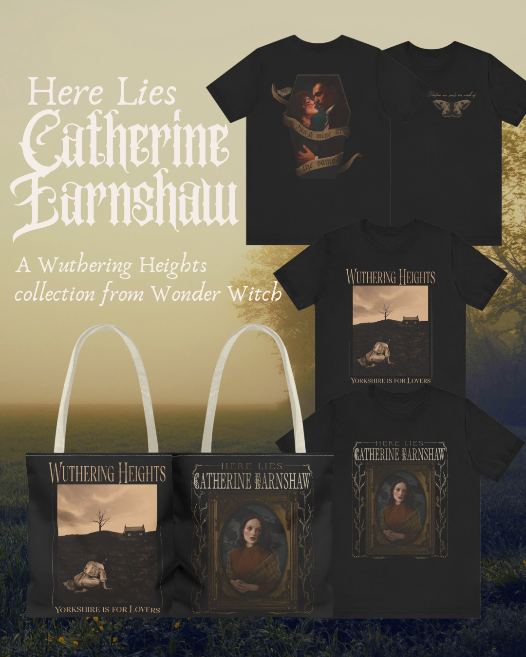 Here Lies Catherine Earnshaw Graphic Tee | Wuthering Heights | Emily Brontë